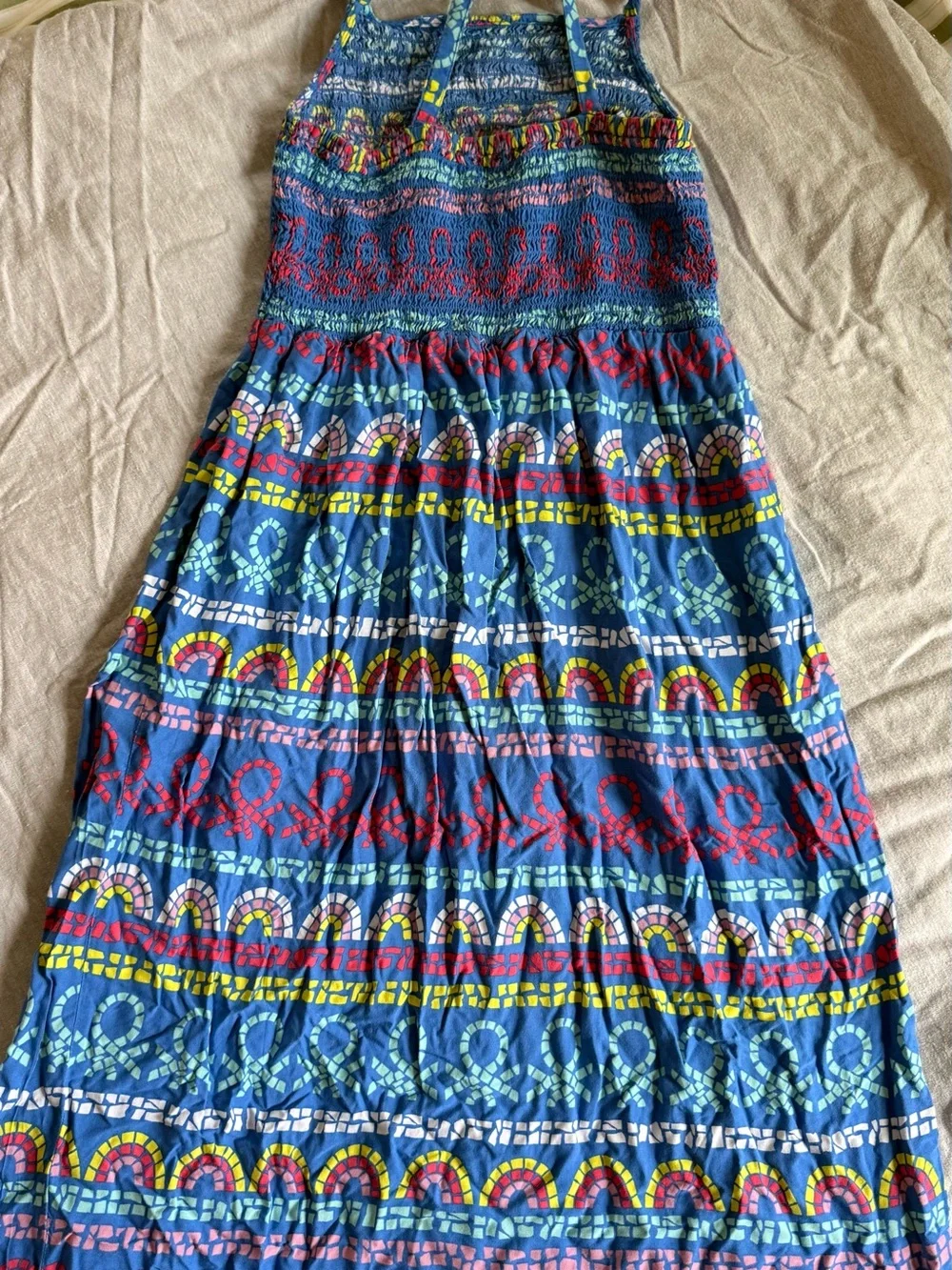 United Colors Of Benetton Blue Multicolor Printed Sundress for Girls